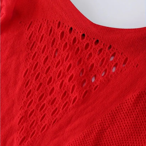 Red & Black Hollow Out One-Piece Fishnet Teddy Bodysuit - Picture 5 of 6